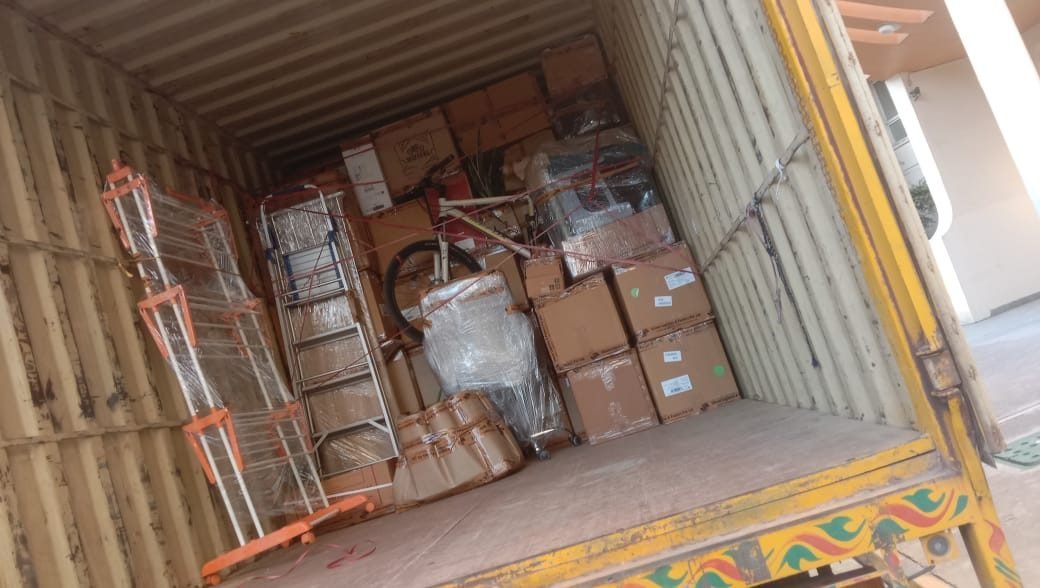 Truck loaded with cargo consignment ready for transit