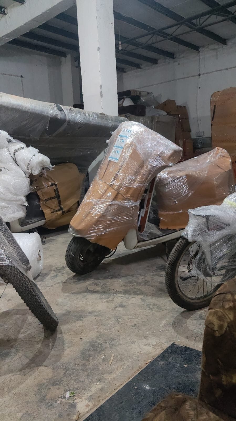 Wrapped vehicles and goods in storage